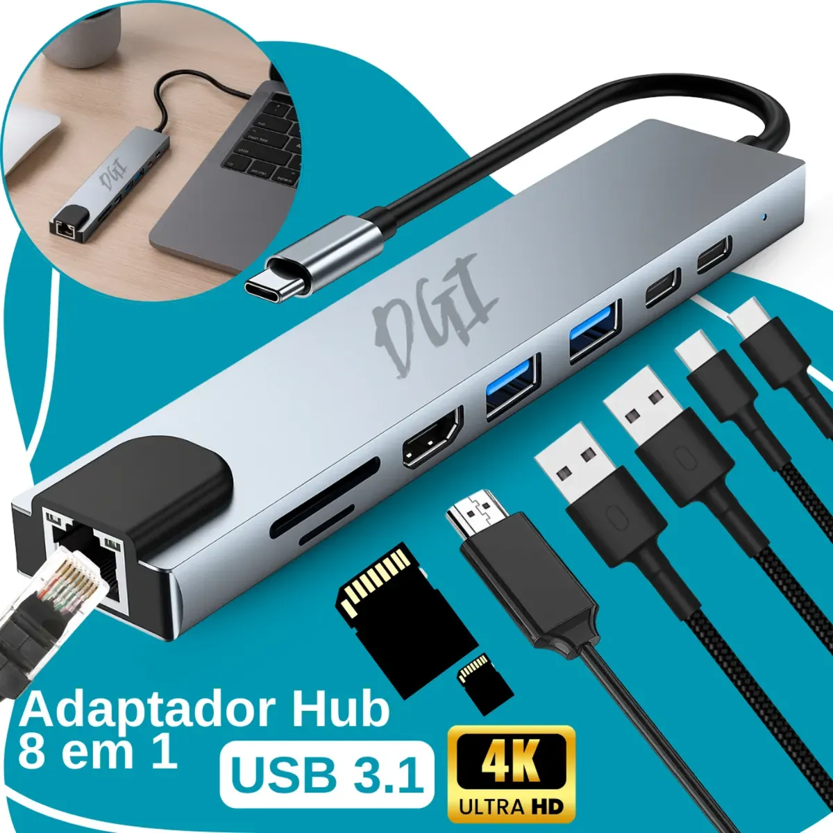 Hub 8 em 1 Thunderbolt