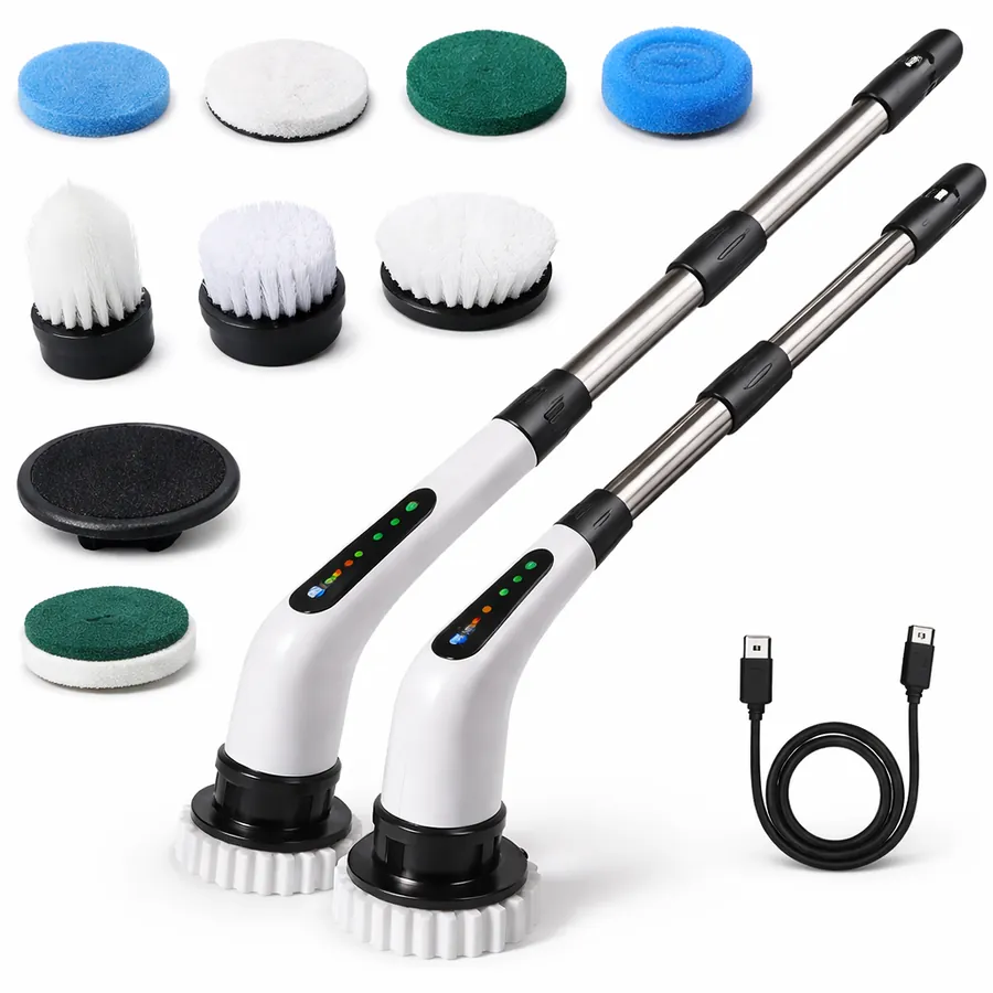 Esfregão Elétrico 9 Em 1 Sem fio Escova De Limpeza Pesada Multiuso 360 Recarregável Giratória